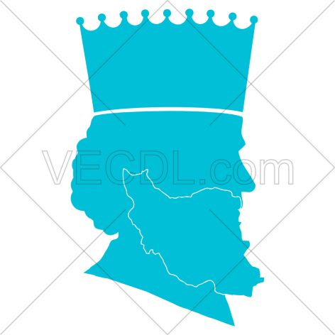 ترکیب نقشه ایران و نیم رخ پادشاه به شکل وکتور