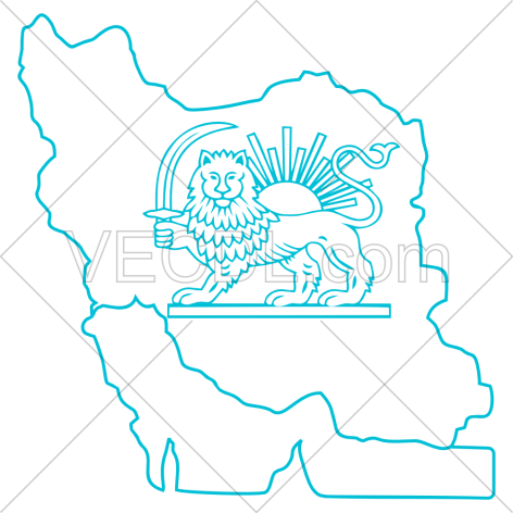 نقشه ایران با شیر و خورشید به صورت وکتور