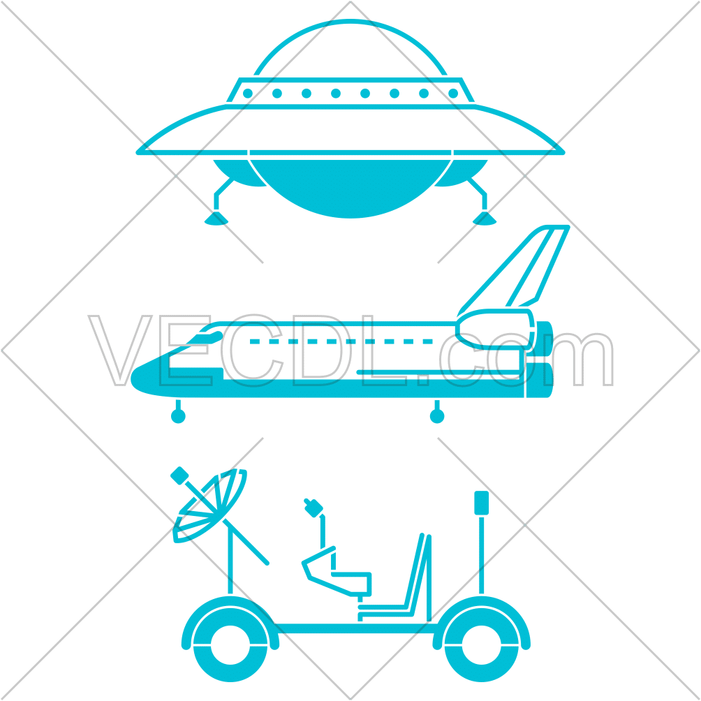 طرح 3 نوع فضاپیما و سفینه به صورت وکتور
