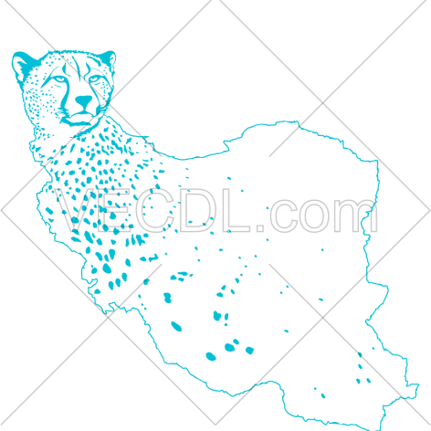 طرح ترکیب نقشه ایران با پلنگ به شکل وکتور