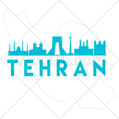 نقشه ایران و طرح نمادین شهر تهران به شکل وکتور